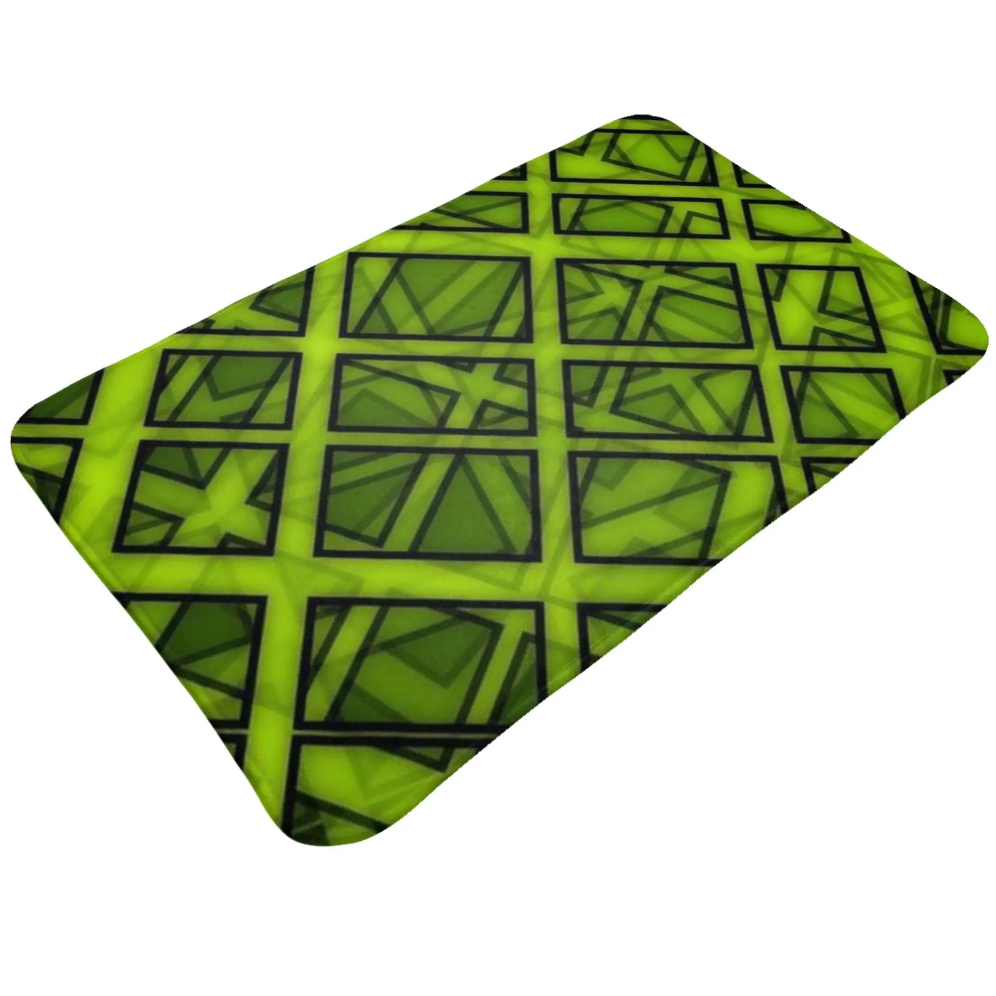 Green Cracked Grid Texture Pattern Non-slip Doormat Kitchen Mat  Floor Indoor Home Decorative