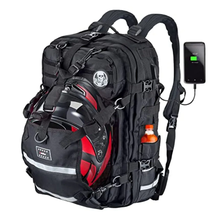 

Motorcycle Helmet Backpack Waterproof Large Capacity Hiking Backpack Military Tactical Bag Snowmobile Cycling Rechargeable Helm