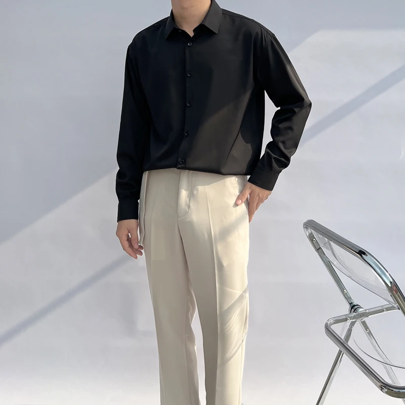 White Long Sleeved Shirt Men Fashion Social Mens Black Dress Shirt Korean Loose Casual Shirts Mens Office Formal Shirt M-2XL