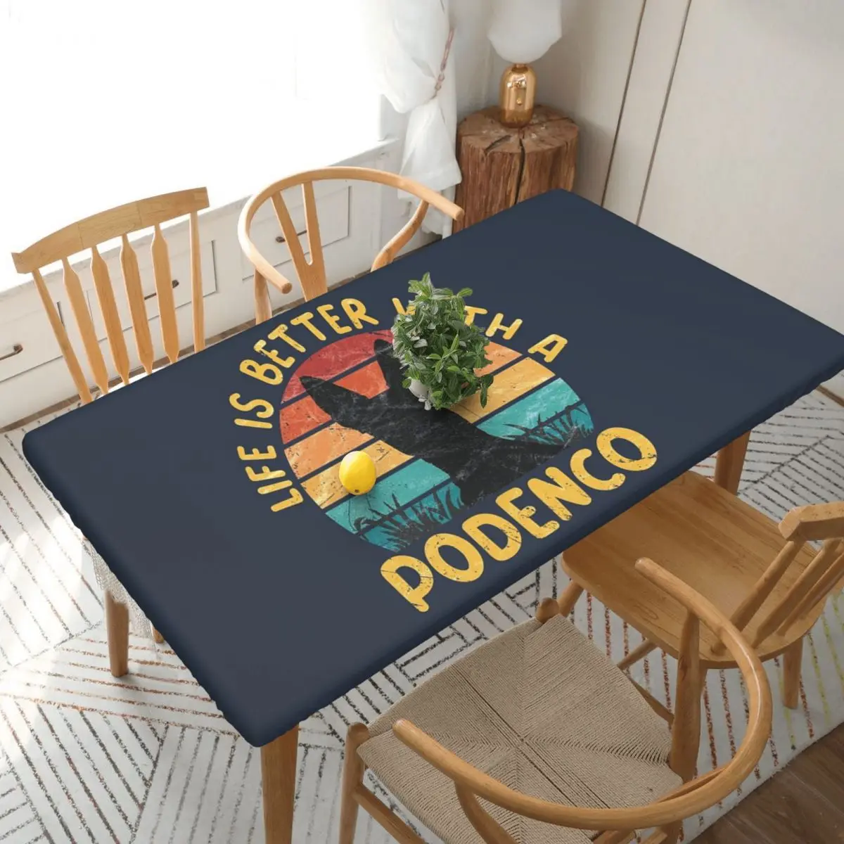 Life Is Better With A Podenco Customized Rectangular Tablecloth Oilproof Table Cover for Festival Party Decorations Table Cloth