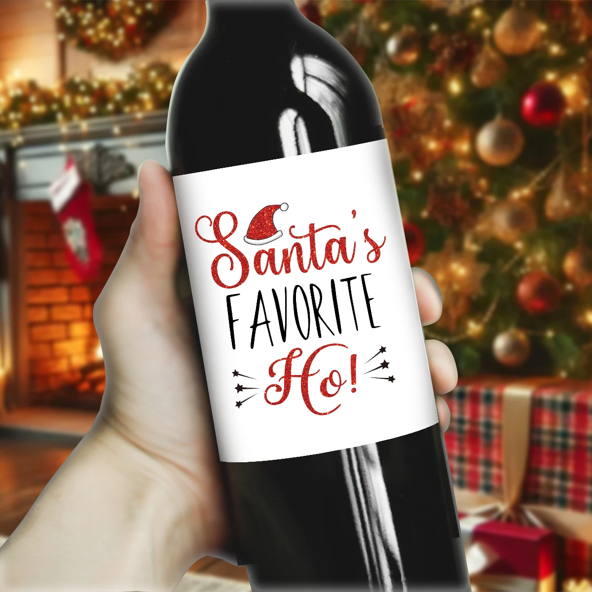 4pcs Christmas Wine Bottle Stickers-