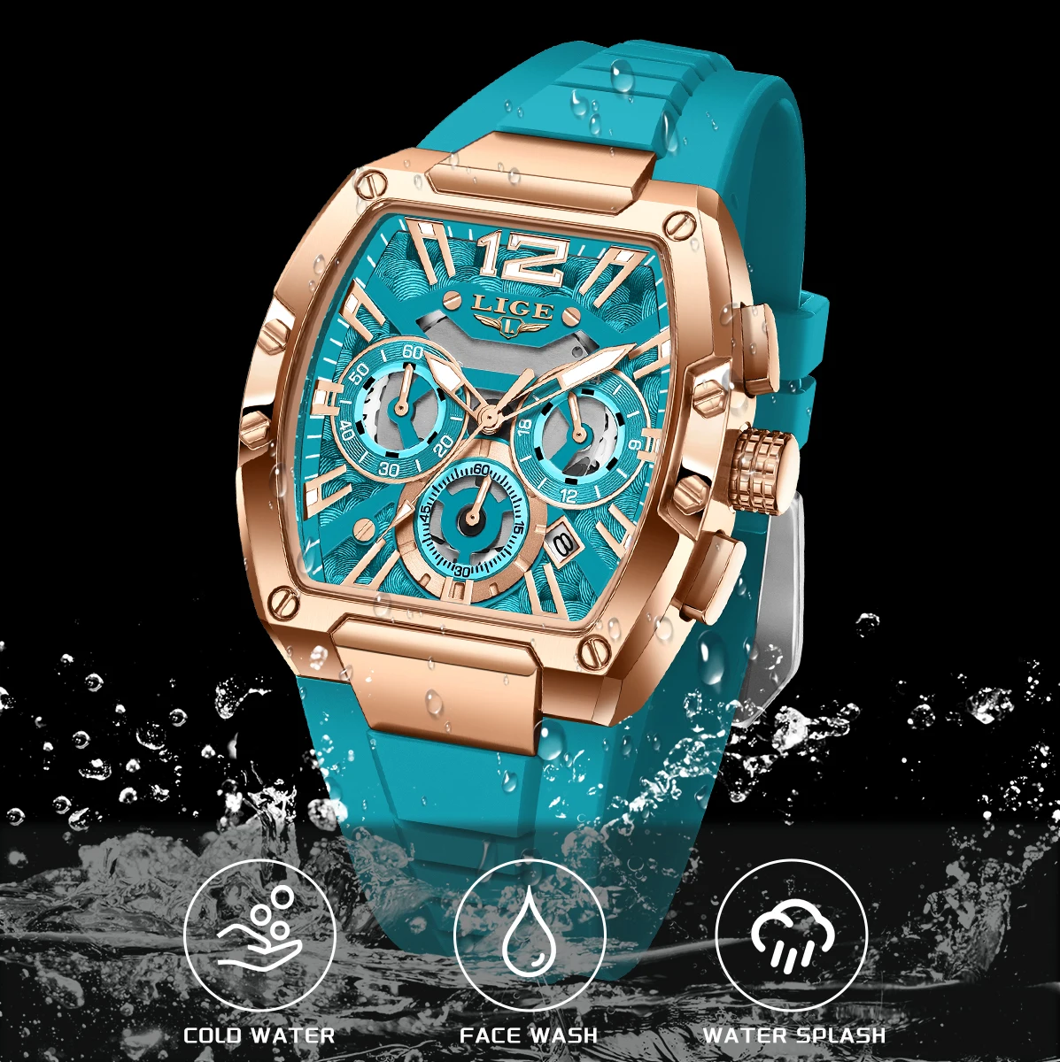 LIGE Original Brand Fashion Mens Watches Sport Military Chronograph Calendar Silicone Strap Quartz Wristwatch Relogio Masculino image 4
