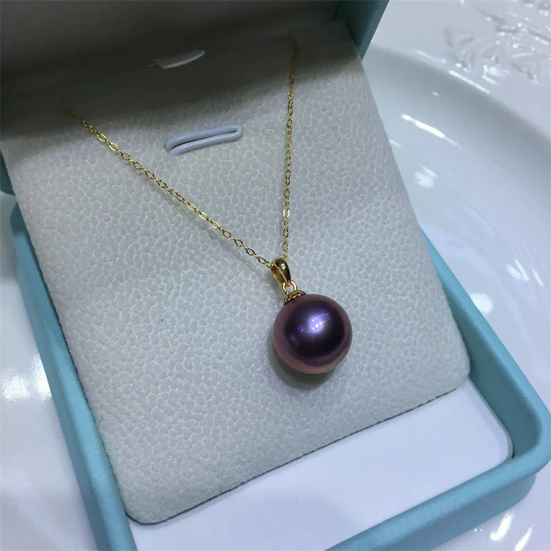 Huge 12-13mm Natural-Ocean Purple Pearls Genuine Big Pearls Pendant Free Shpping for Women Fine Jewelry 925 Sterling Silver