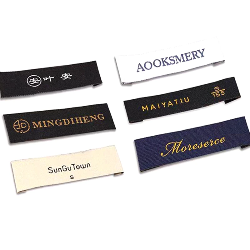 

100 300 500pcs Custom Logo Clothing T Shirt Woven Garment Cotton Labels Washable Polyester Label Customized Tags Printed