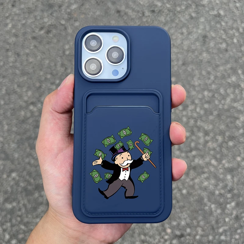 Ins Luxury Dollar MonopolyS Wallet Card Phone Case For iPhone14 Pro Max 11 12Mini 13 Pro XS Max XR 7 8 Plus Silicone Back Cover