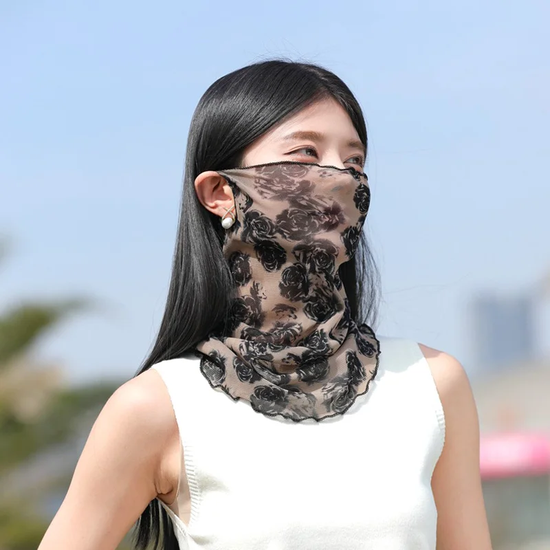 Women Breathable Sunscreen Multi-Function Neck Collar Head Wraps Mask Scarf Summer Thin Anti-UV Face Cover