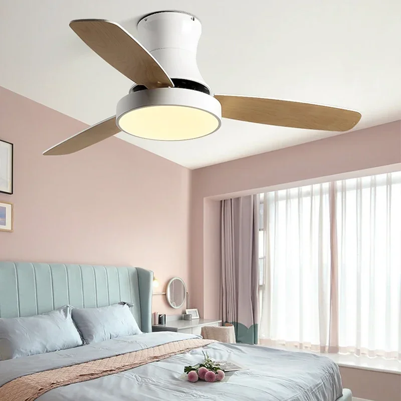 Low Floor With Electric Fan Nordic Celling Fan Lamp Dining Room Living Room Wood Simple Suction Ceiling Off Fan Lamp