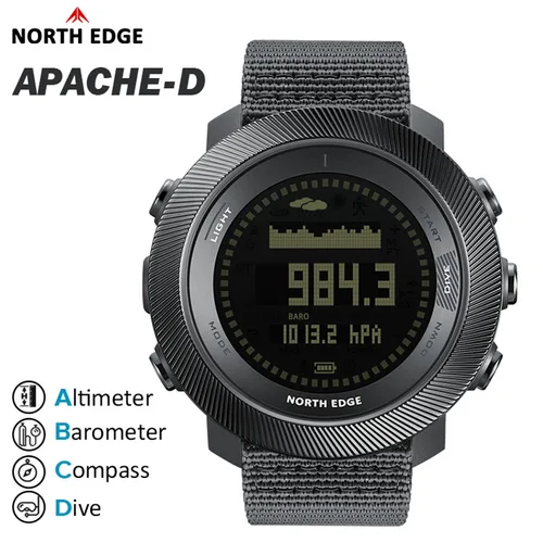 NORTH EDG nuevo APACHE-D reloj Digital de buceo libre para hombre relojes deportivos al aire libre barómetro de altitud brújula hora mundial resistente al agua 100M