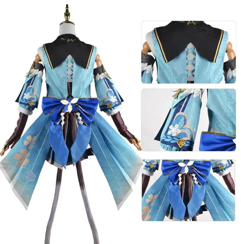 

asdh8@Kirara Cosplay Costumes Game Genshin Impact Suits Wig Headdress Blue Outfits Halloween Party Role Play Uniform for Women G