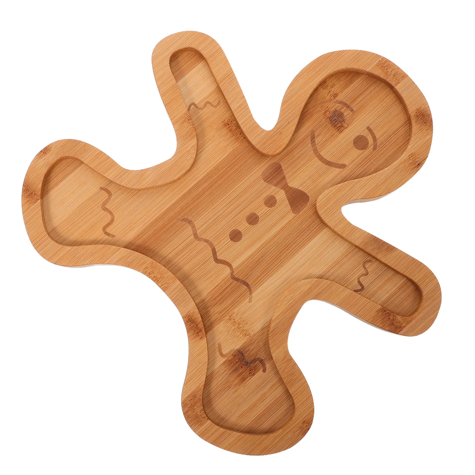 Bamboo Christmas Gingerbread Man Tray – Festive Charcuterie Board & Holiday Snack Serving Platter