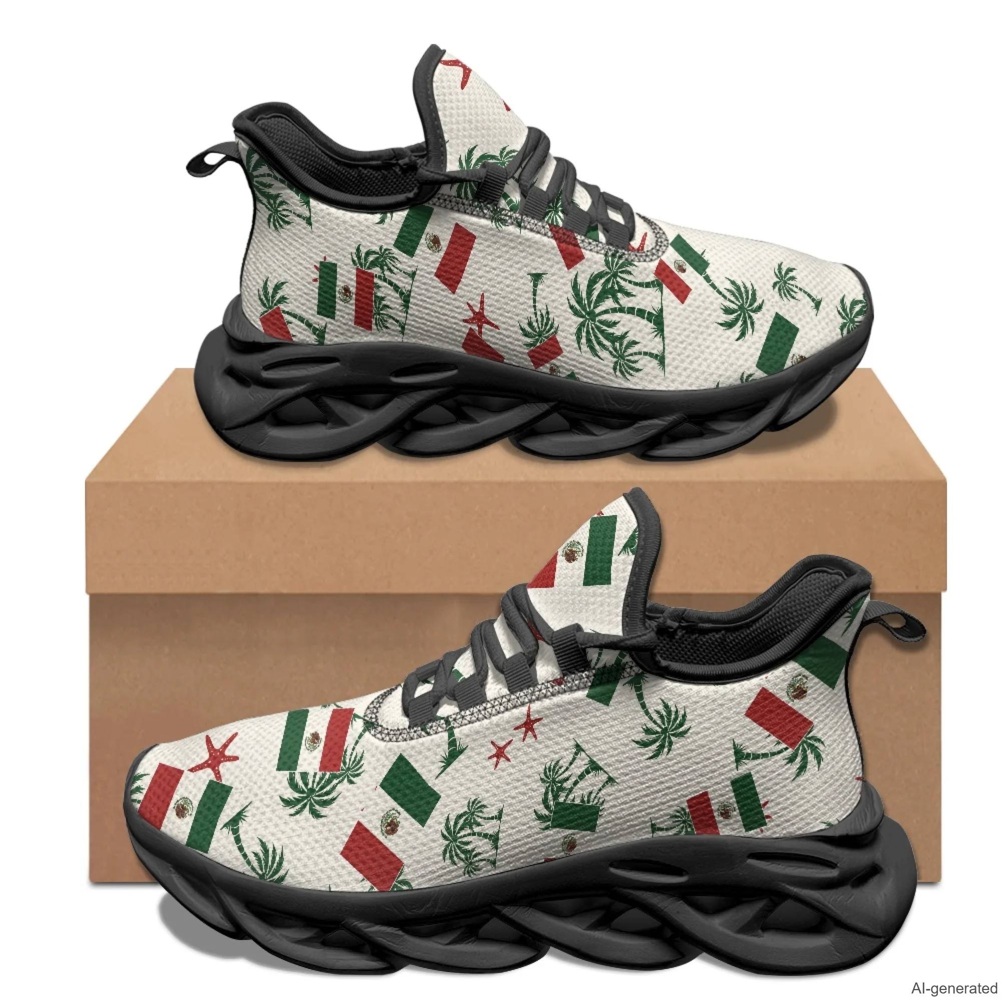 

XIXIRIMIDO Max Soul Shoes Mexican Flag Print Running Shoes for Men Casual Fashion Women Snakers Walking Shoes 35-48
