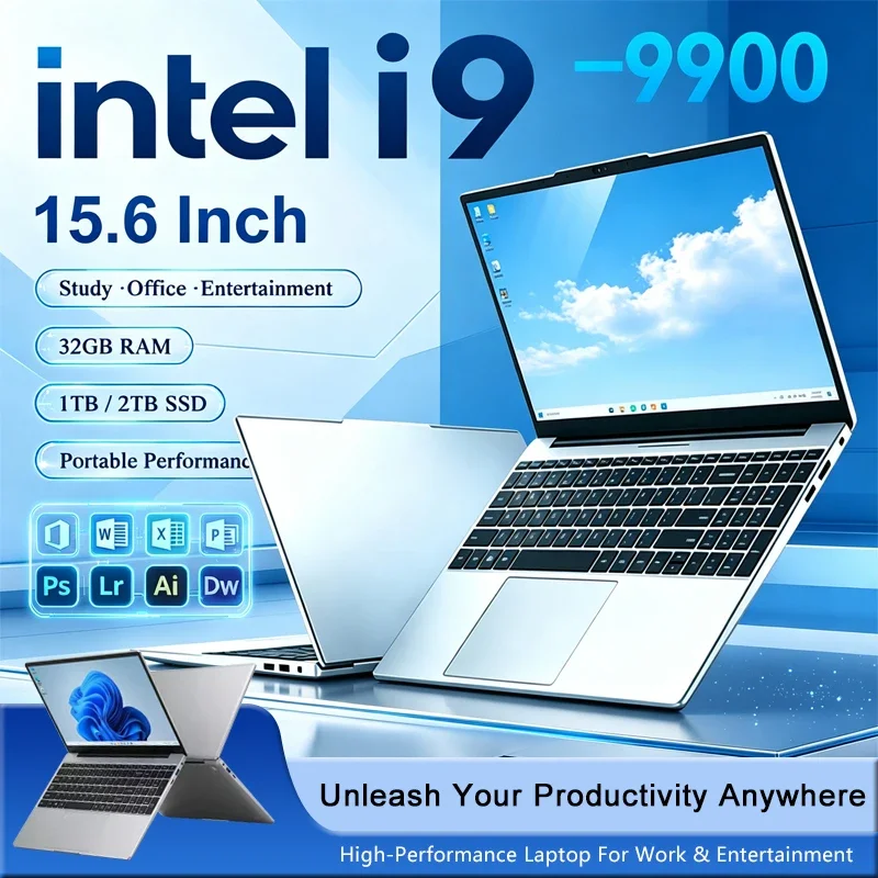 15.6 Inch Full HD IPS Laptop 120Hz Screen Intel Core I9-9900 32GB RAM 2TB SSD Backlit Keyboard Long Battery Life Windows 11