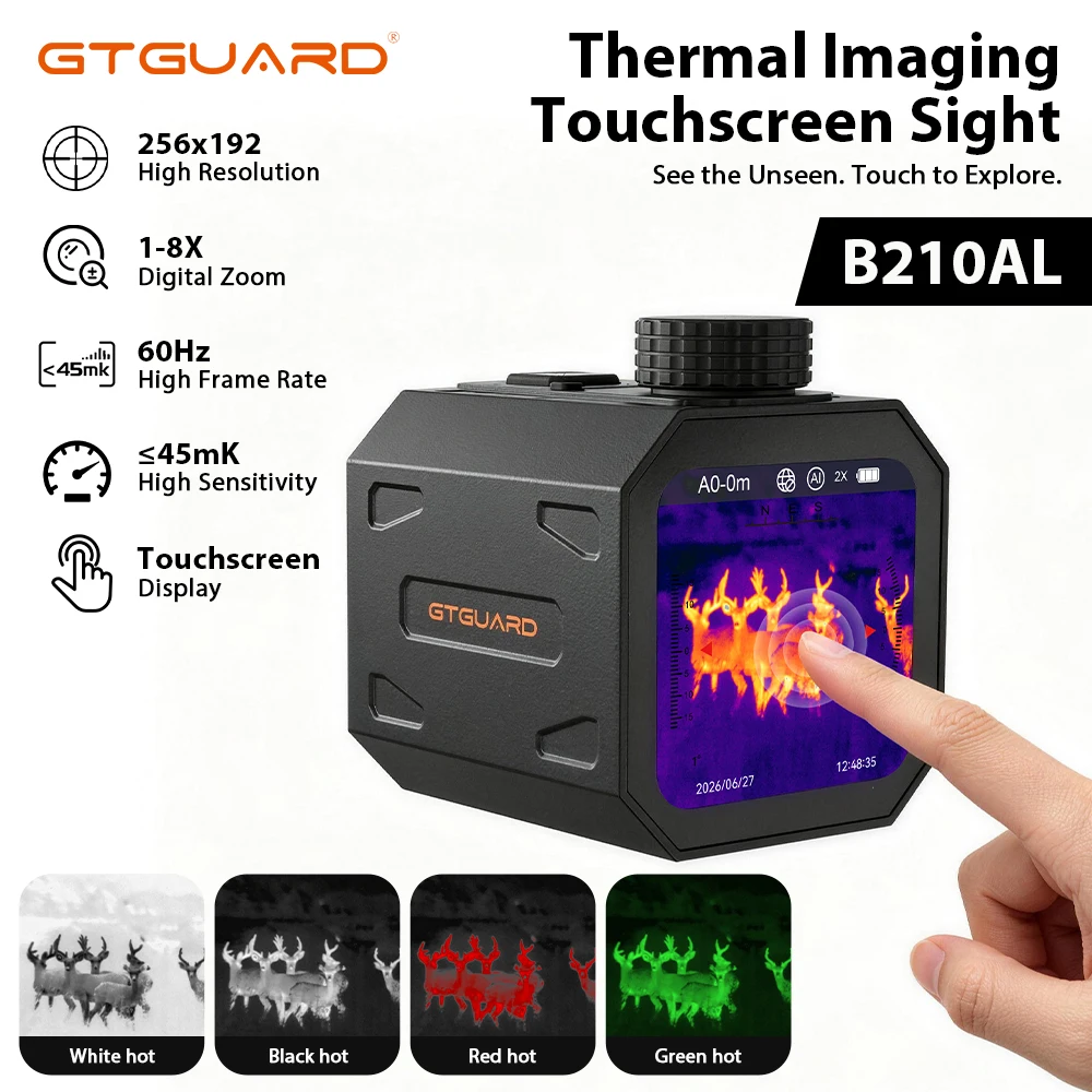 GTGUARD B210AL 8 Digital Zoom Thermal Imaging Camera 256*192,1.0/10mm Lens,60Hz,Touchscreen Thermal Scope With Screen Crosshair