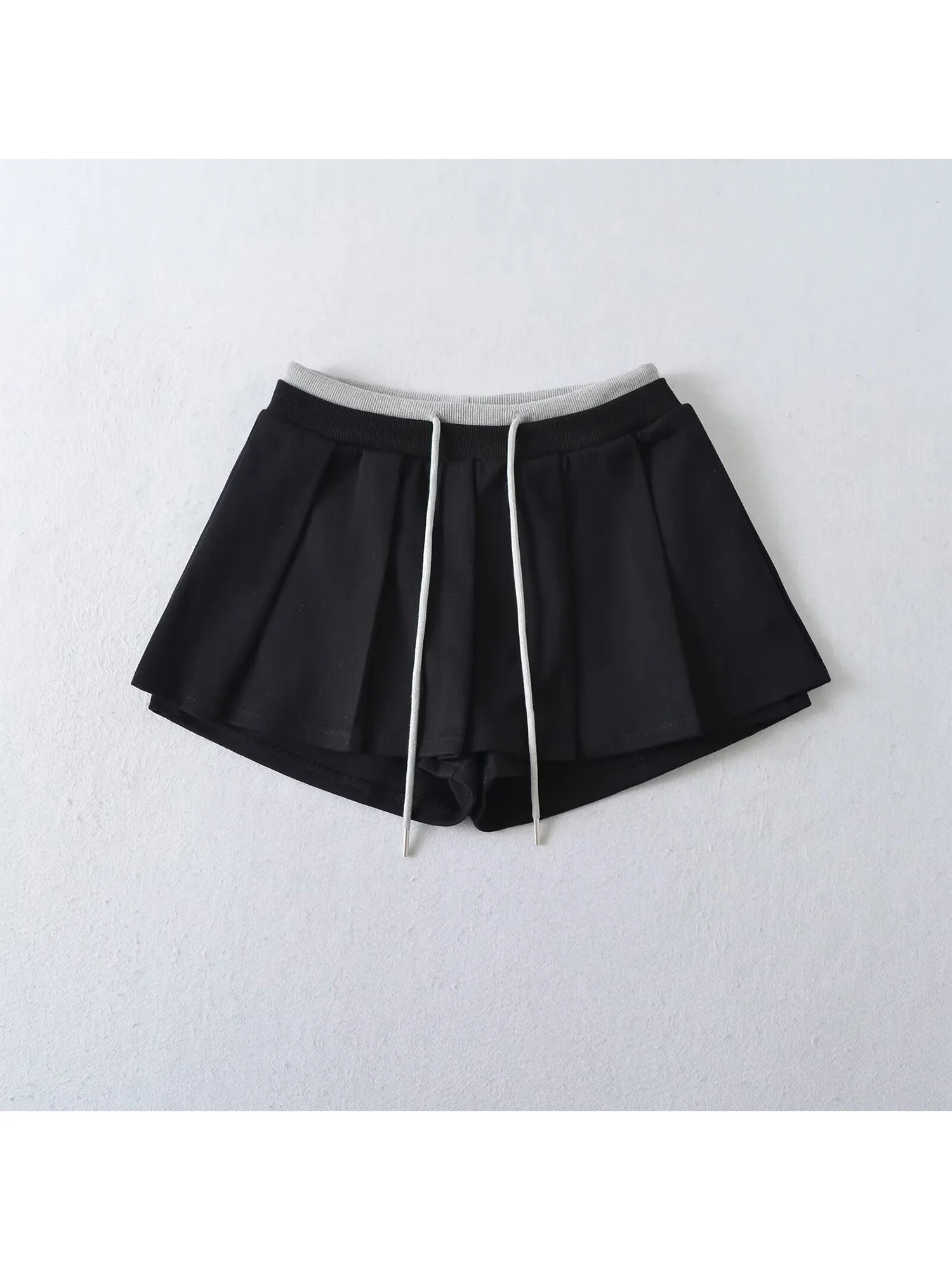 Women Black Gothic Mini Pleated Skirt Low Waist Short Skirt Harajuku Y2k A-line 2000s Summer Clothes
