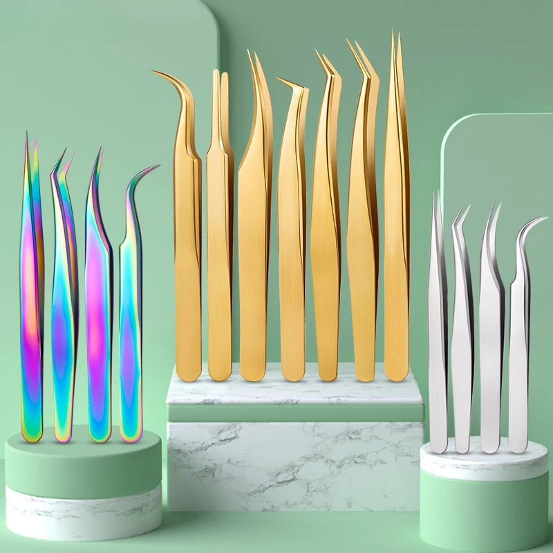 1 個まつげピンセットステンレス鋼まつげエクステンションメイクアップツールネイルアートアクセサリーラインストーンピッカーツール