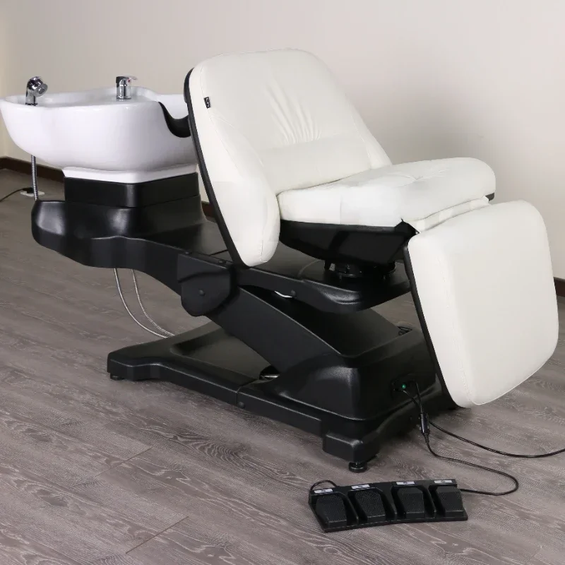 Lit de shampoing rotatif inclinable pour salon de lavage des cheveux, équipement de lavage des cheveux