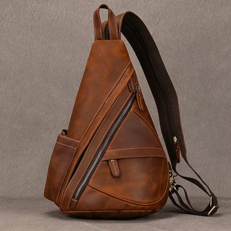 Men's Retro leather Chest bag, Fashionable New Style Crossbody Bag, High-Quality Shoulder Bag, luxurious Hand-held Men's bag