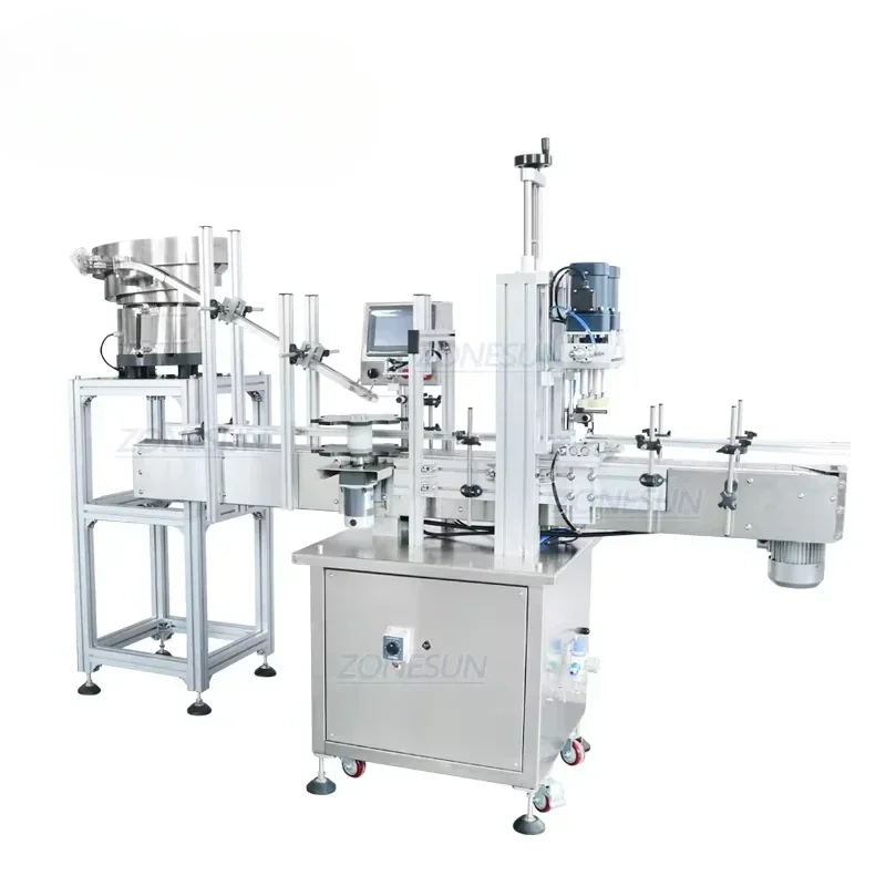 Automatic Essential Oil Dropper Bottle Cap Tightening Screw Lid Vial Capping Machines With Cap Feeder For Glass Jars