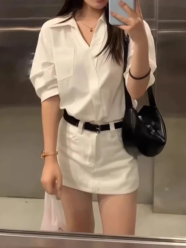 Plus size americano branco denim saia feminina verão nova linha a bodycon ultra ort calças anti-luz cintura alta saia linha a