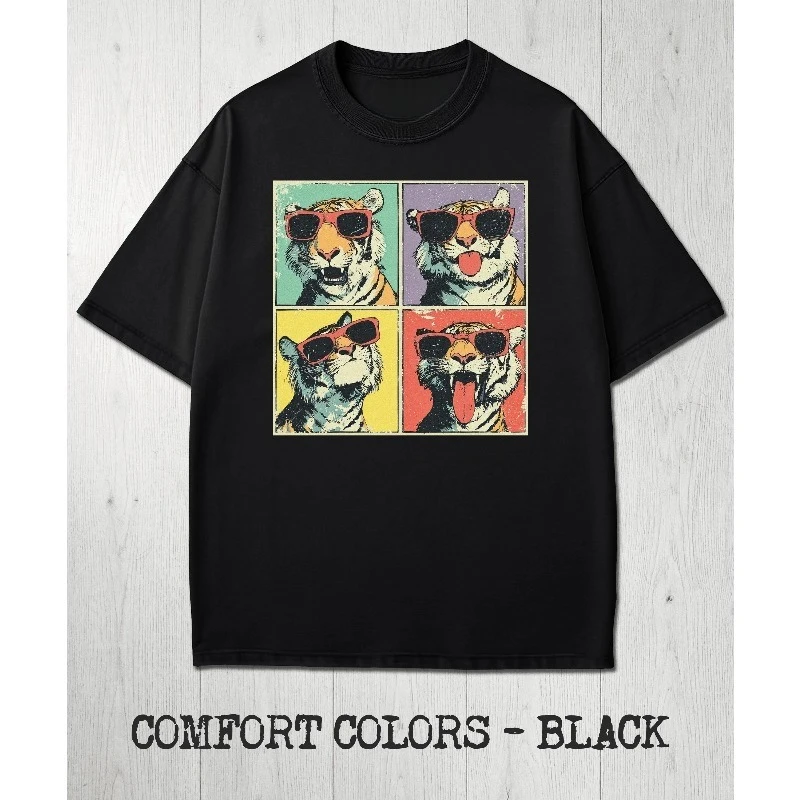 Funny Sunglasses Tiger Photobooth Shirt, Retro Summer Pop Art, Vintage 90s Comfort Colors Tee
