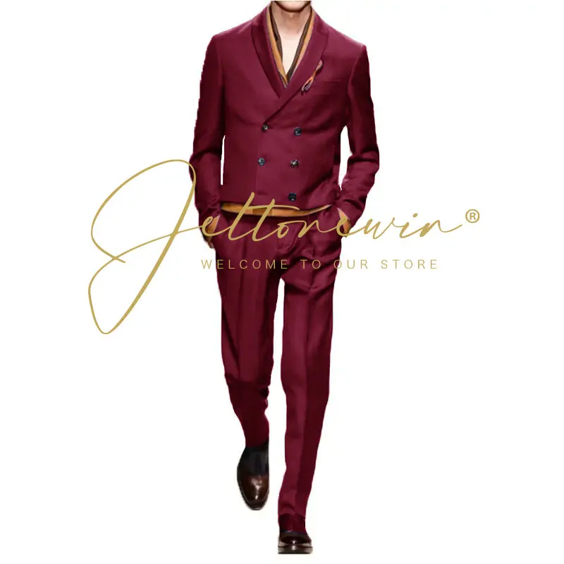 Latest Coat Pant Design 2025 Double Breasted Suits Men 2 Piece Set Formal Tuxedo Slim Fit Men Clothing Wedding Prom Dresses