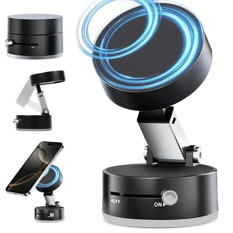 

Pop Vacuum Double Side Magnetic Suction Cup Stand Car Phone Holder Foldable Retractable Lazy Bracket For IPhone 16 15 Samsung Xi