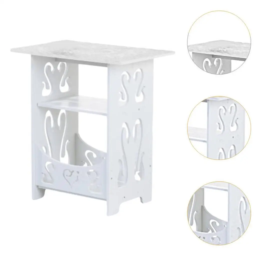 End Table, Small Bedside Table with Storage, Modern Nightstand, Side Table, for Living Room, Bedroom, White image 5