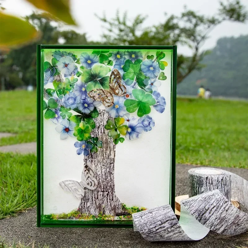 1Roll 2M Tree Pattern Handbook Decoration Loop Sticker Adhesives Tapes Scrapbooking cut 40mm * 2M Tape Forest Pattern