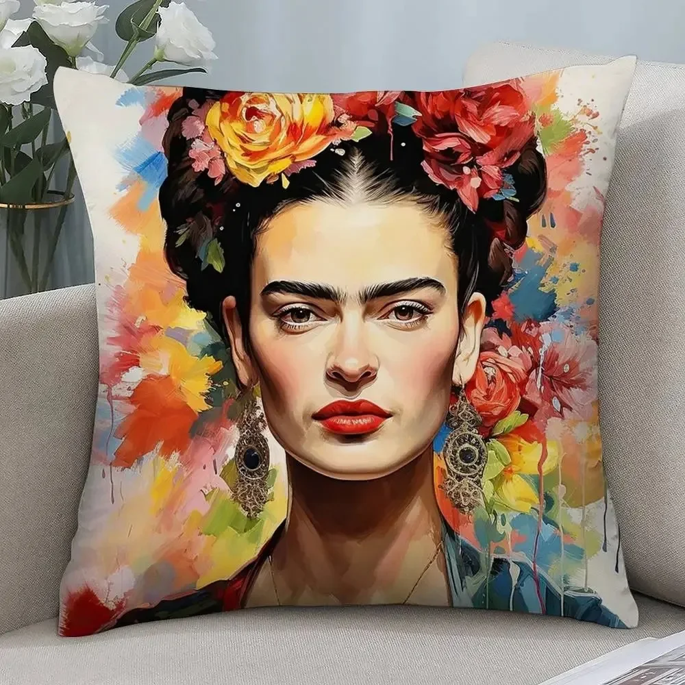 F-Frida K-Kahlo Art Double-sided Printed pillow cover Short plush Suitable living rooms bedrooms sofas throw cushion cover