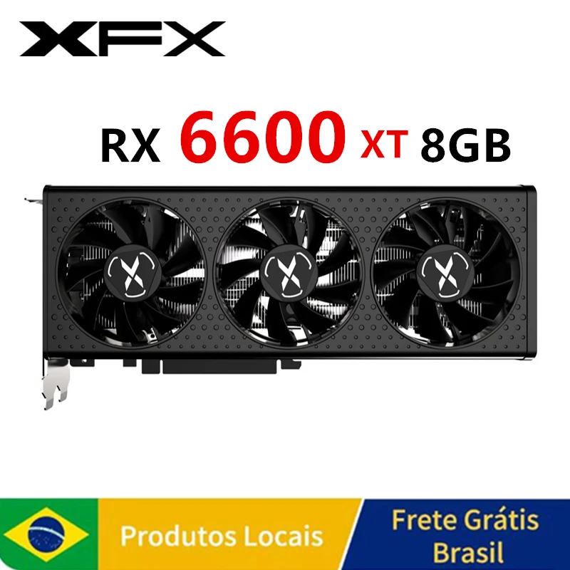 بطاقة فيديو RX 6600 XT 8GB GPU XFX Radeon AMD RX6600 8GB بطاقة رسومات ألعاب الكمبيوتر بطاقة الرسومات