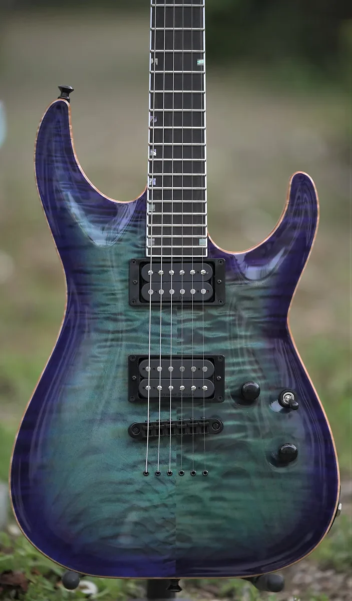 

Mahoney Maple Body 0.5mm Flame Maple Fixed Bridge Locking Turner Ebony Fingeboard Jumbo Stainless steel Support Custom