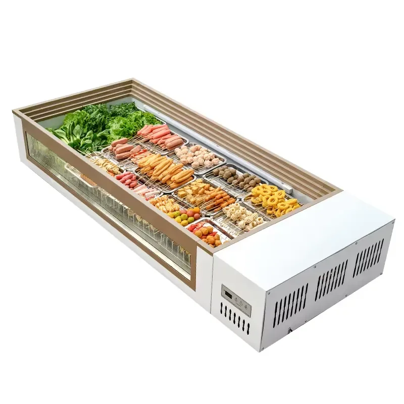 Commercial Open Spray Seafood Display Refrigerator Fish Freezer Counter Meat Chiller Taiwanese Style Fresh Fish Showcase Unit