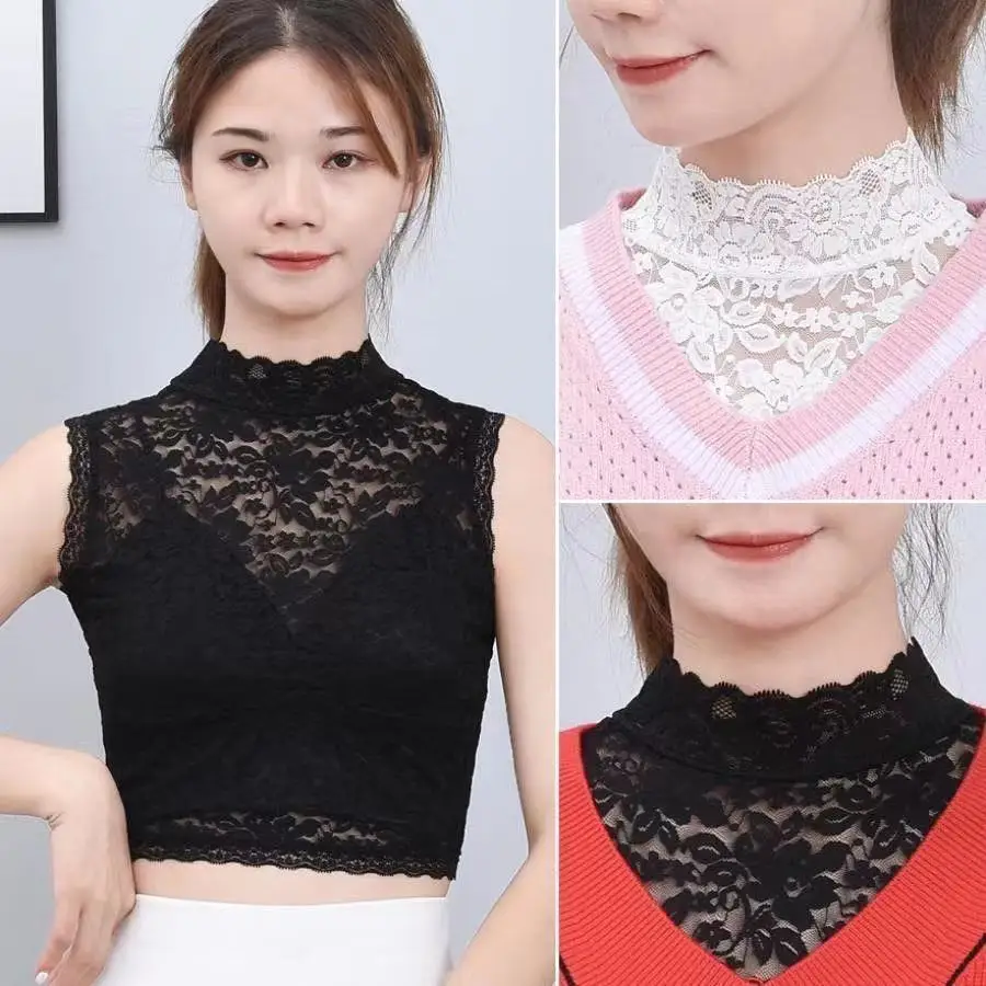 All-match High-stretch Lace Decorative Fake Collar Elegant Fashionable Blouse Tops Fake Lapel Women\'s Floral Ties Accessories