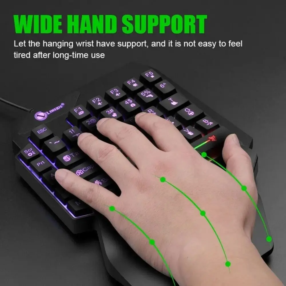 

USB Keyboard Mini One Handedly Keyboard USB Luminous Gaming Keyboard Ultra-slim Wired Gaming Mechanical Keyboard Laptop