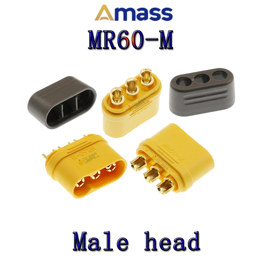 1 개/몫 Amass MR60 MR60PB-F/M T 모델 비행기 플러그 배터리 커넥터 세트 RC 부품 용 남성 여성 금도금 바나나 플러그