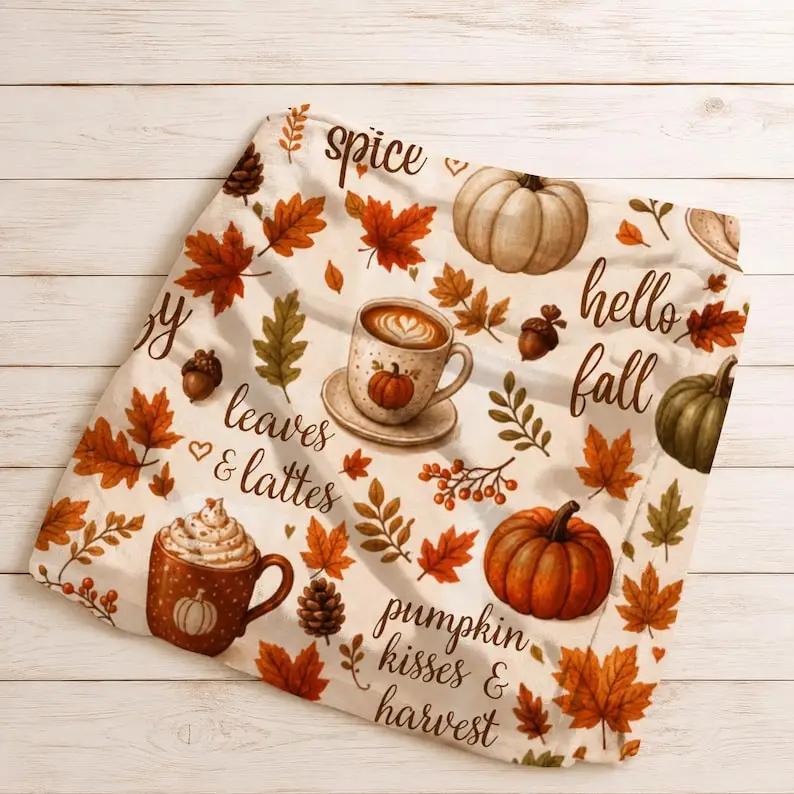 Cottagecore Fall Blanket, Pumpkin Spice Blanket,  Fall Home Decor,  Fall Leaves Blanket, Cottagecore Decor, Cozy Fall Blanket