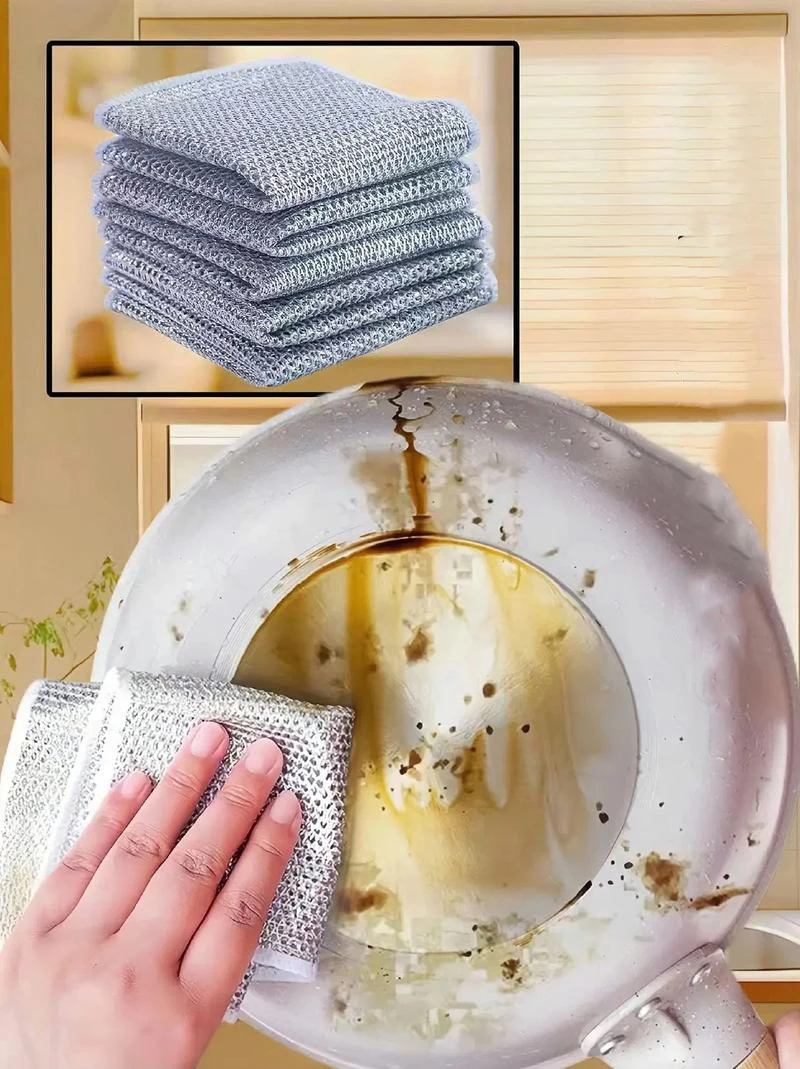 20/1Pcs Magic Cleaning Cloth Thickened Double-sided Metal Steel Wire Rags Kitchen Microwave Stove Pot Washing Dish Cloths Towel