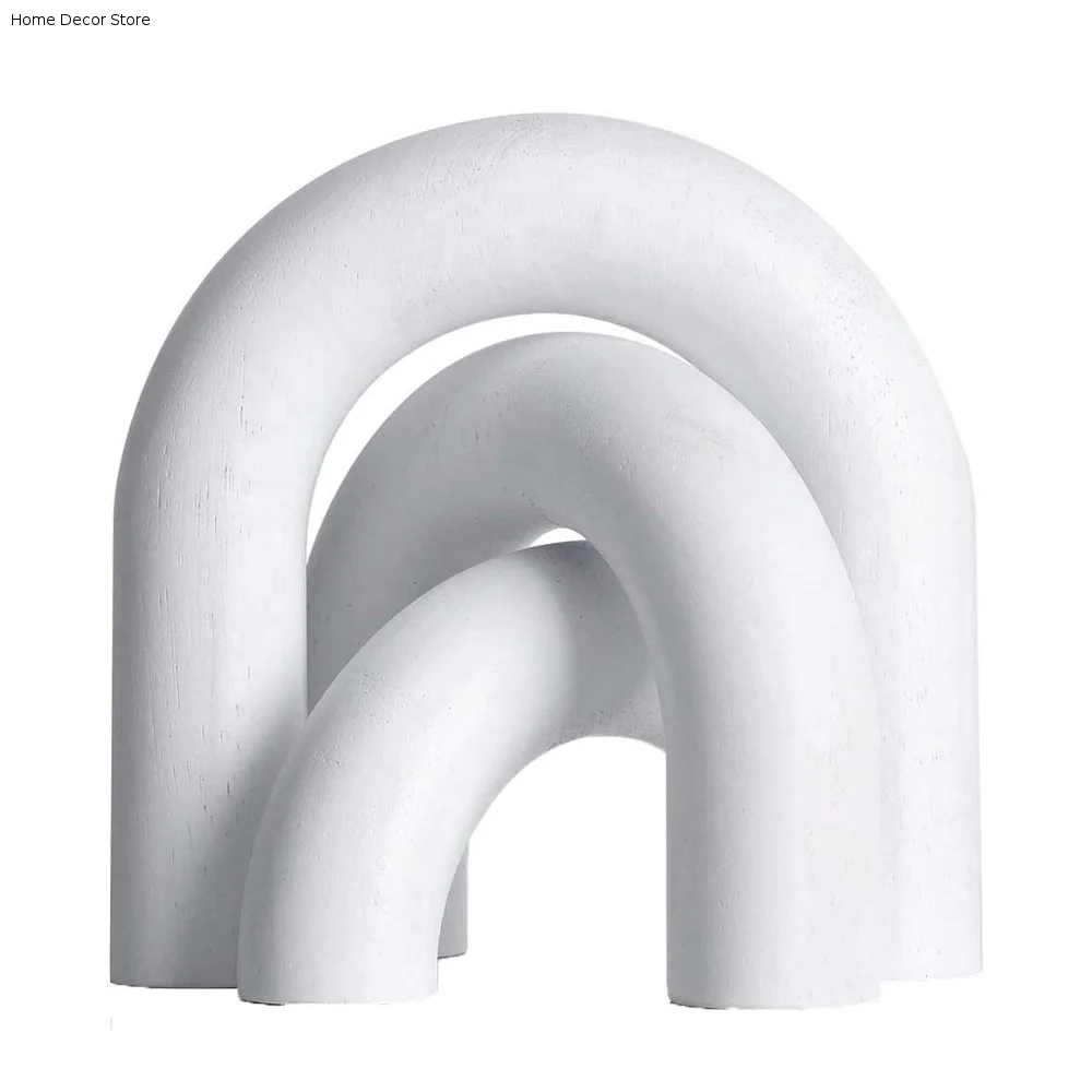 Modern Decorative Wood Arc Ornament Handmade Hand-carved Arched Wooden Model Unique Arch Craft Ornament Coffee Table