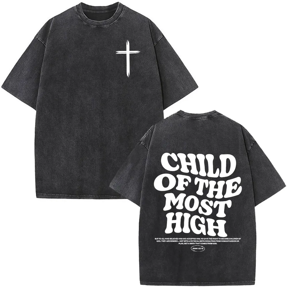 Christian Jesus Bible Verse Washed T-shirts Men's Women Fashion Vintage Oversized T Shirts Harajuku Cotton Short Sleeve T-shirt