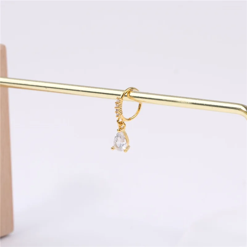 Pendant Nose Ring Hoop for Women CZ Drop Nose Rings Hoop 18K Gold Plated Nose Piercing Cartilage Earring Piercing