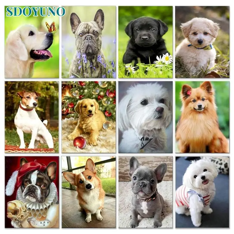 

SDOYUNO 5D Diamond Painting Dog Diamond Embroidery Animal Cross Stitch Full Square Picture Of Rhinestones Diy Kits Home Decor