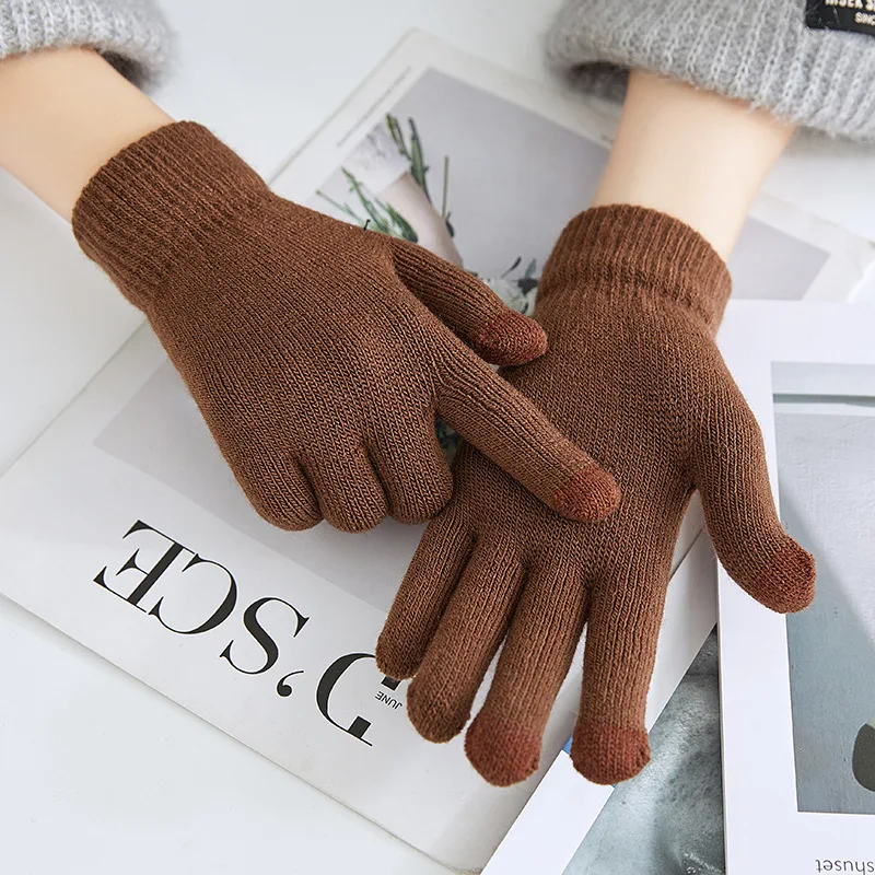 Black Gloves WINTER Warm Gloves Ladies and Men\'s Cotton Knitted Five Finger Gloves Warmer Christmas Gift winter gloves