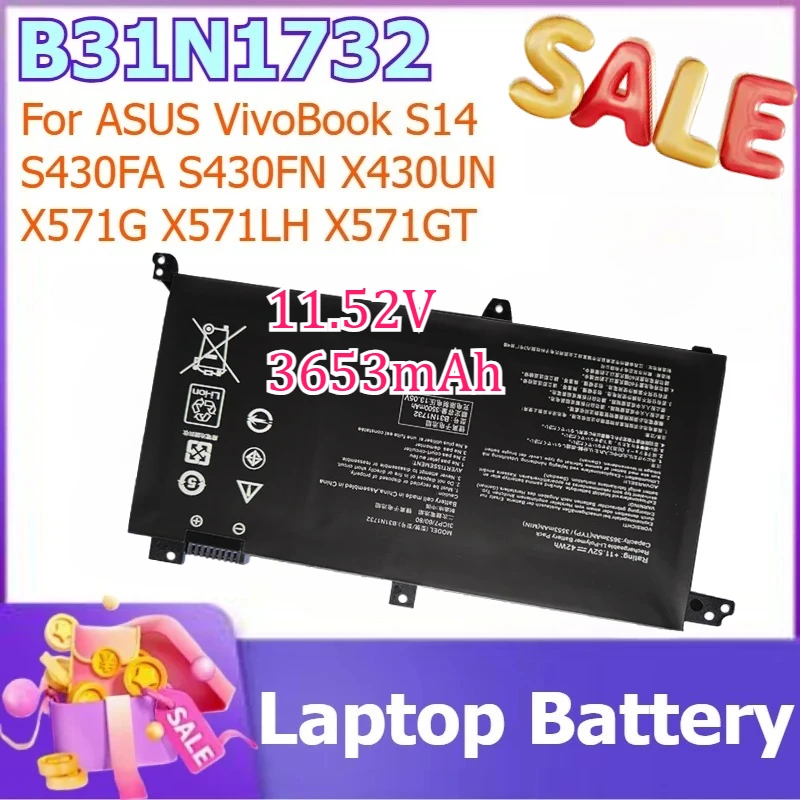

B31N1732 11.52V 3653mAh Battery for ASUS VivoBook S14 S430FA X571GDR430FA S430FN X430UN X571G X571LH X571GT Laptop Battery