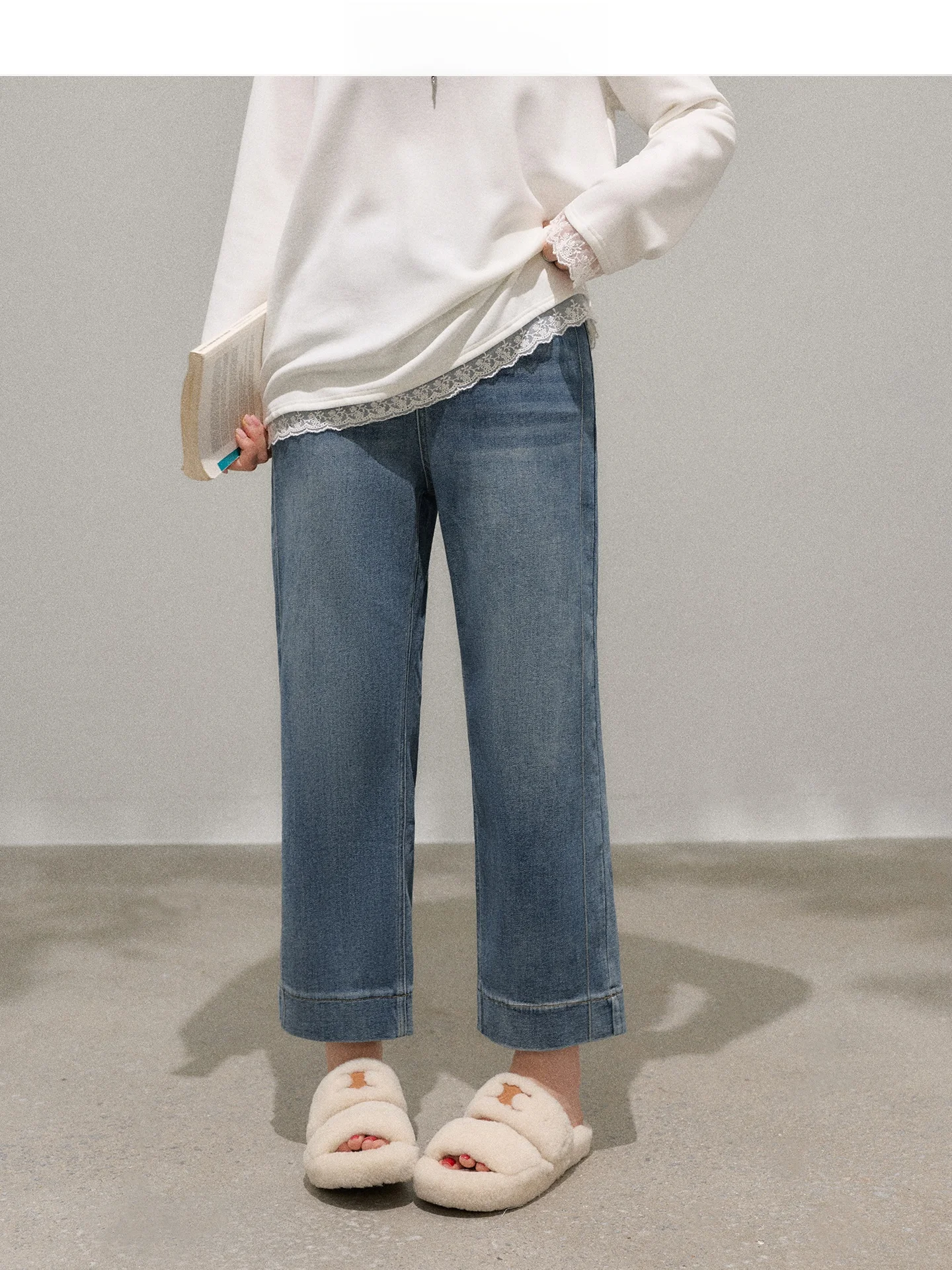 

Джинсы Bla Fce свободного кроя с высокой талией, прямые, из хлопкового стрейч-денима, повседневные, с деталями, осенняя новинка