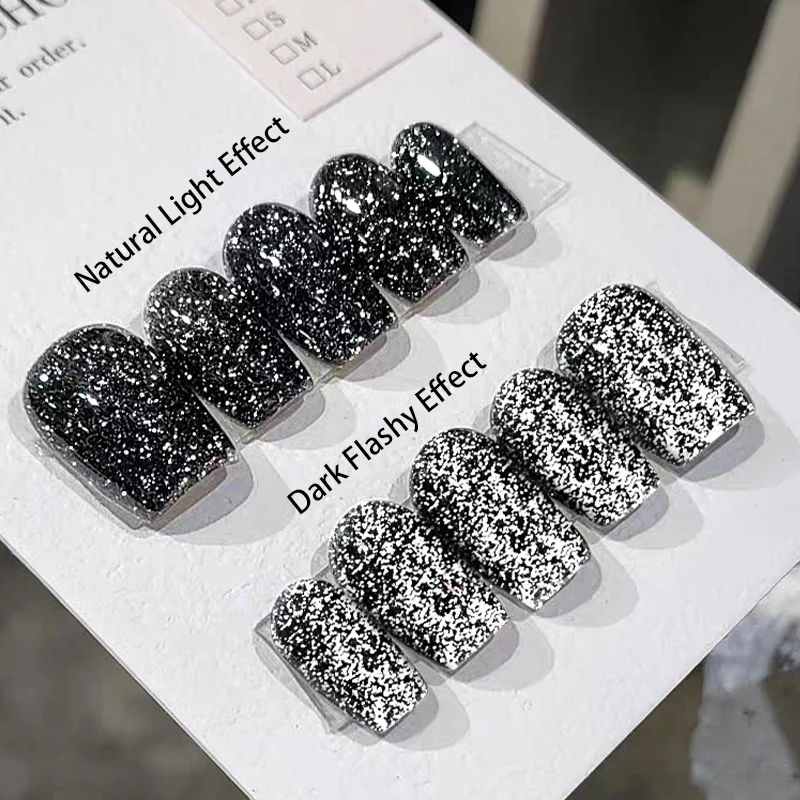 UR SUGAR 15ml paillettes réfléchissant noir vernis à ongles effet Flash brillant tremper UV Gel manucure coloré néon Nail Art vernis