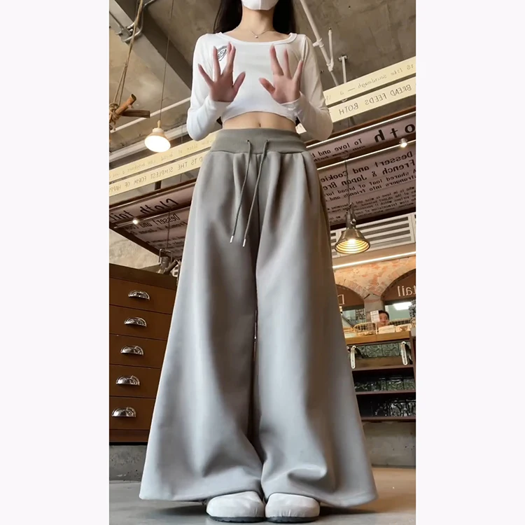 الأمريكية Sle خمر Dstring واسعة الساق السراويل النسائية فضفاضة السراويل الرياضية غير رسمية ضوء ey أوائل الخريف مشاعر كسول