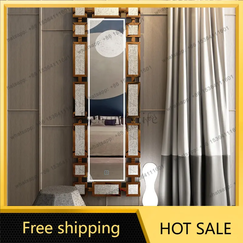 Zj. Non-deforming winter wood vanity mirror mirror wall-mounted special-shaped three-dimensional medieval waves
