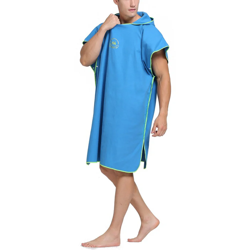 

Microfiber Beach Robe 109x91cm Sky-Blue Portable Fast Drying Swimming Bathing Towel Cloak Lightweight Privacy Protection Cover