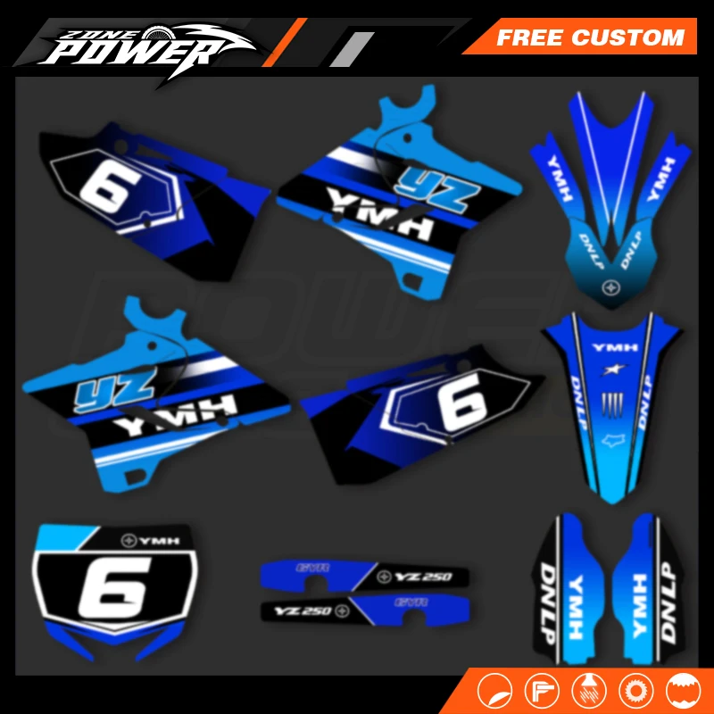 Powerzone Moto Grafica Decalcomanie Kit Adesivi per Yamaha YZ125 YZ250 2015 2016 2017 2018 2019 2020 2021 YZ250X 2016-2021 22