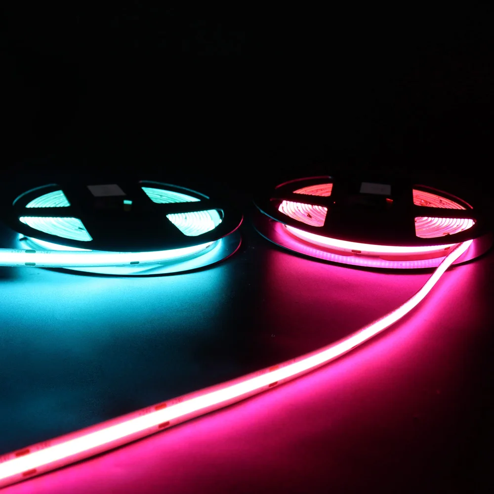 Multicolor COB LED Strip Light, Fita flexível, LED linear, Tape Dimmer, High Bright, Room, TV, Blacklight, Decor, DC24V, 8mm, 480LEDs